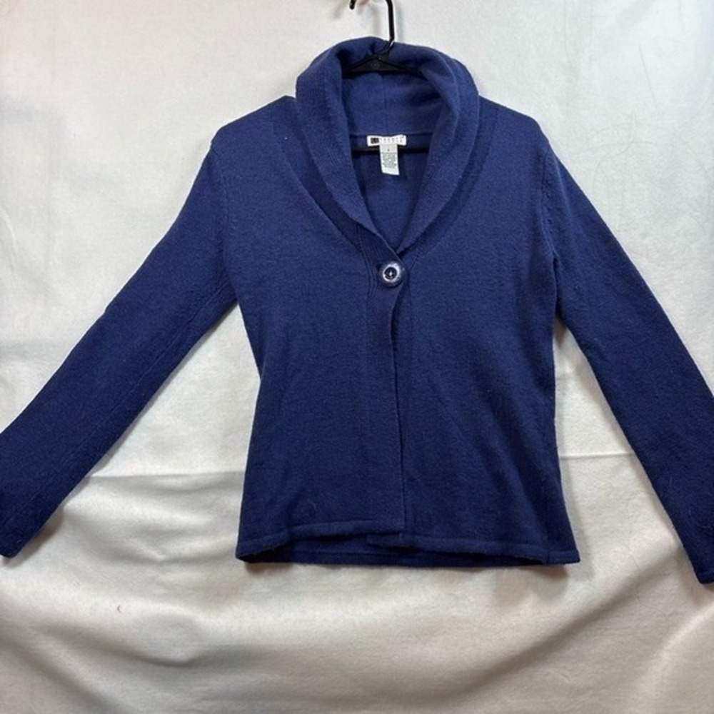 Carole Little Cardigan Sweater Womens Small Blue Excellent Angora Wool Blend
